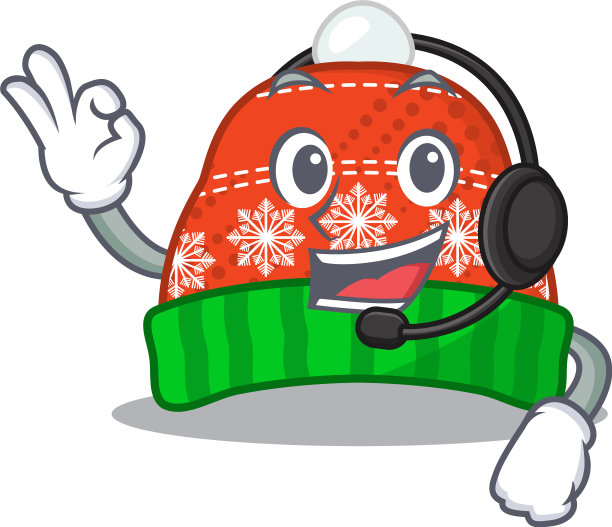 用耳机把冬天的帽子放在卡通柜里图片下载
