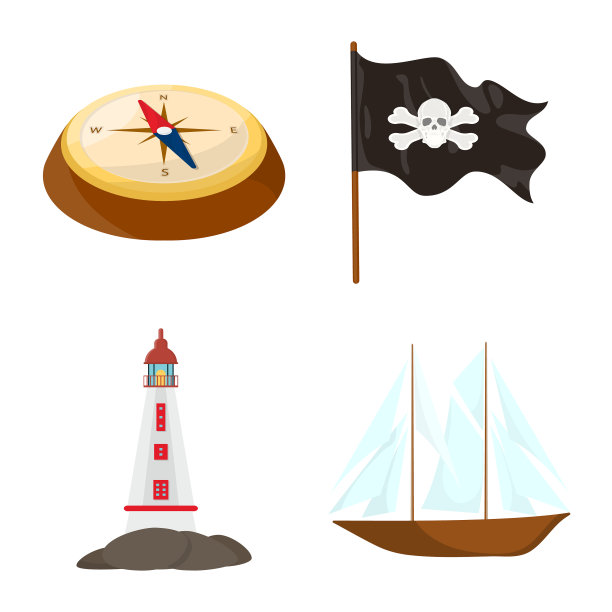 设计海洋和冒险标志集图片下载