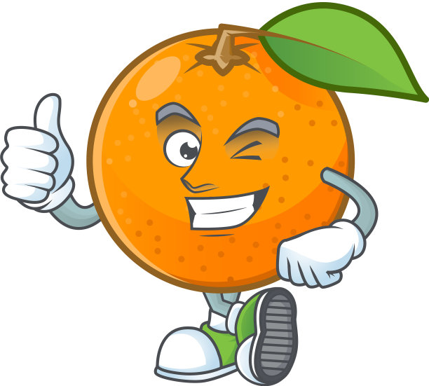 为橙汁卡通吉祥物竖起大拇指图片下载