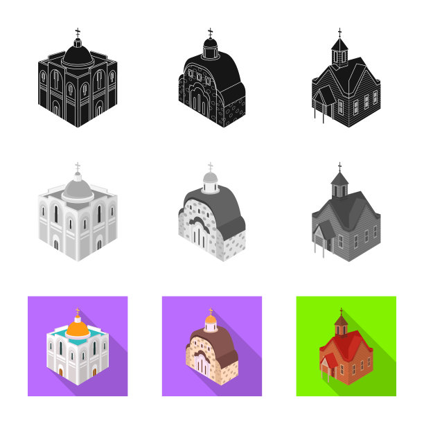 设计寺庙和历史标志集图片下载