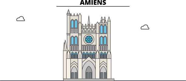 亚眠大教堂线旅游地标天际线图片下载
