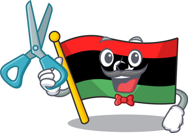 理发师国旗利比亚吉祥物塑造的性格图片下载