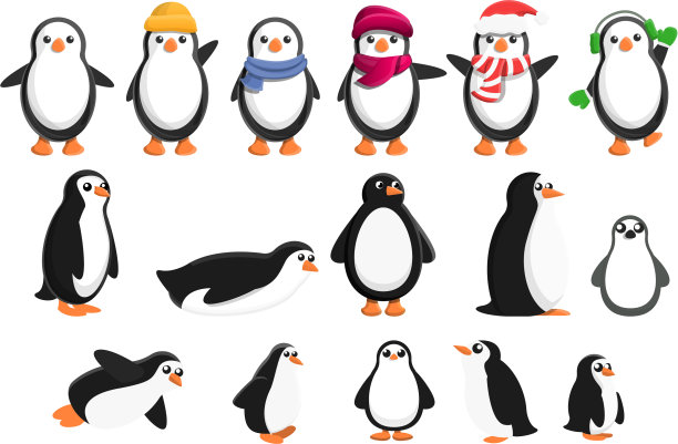 企鹅图标设置卡通风格图片下载