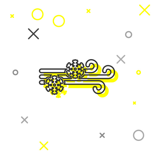 灰线风和雪图标孤立在白色图片下载