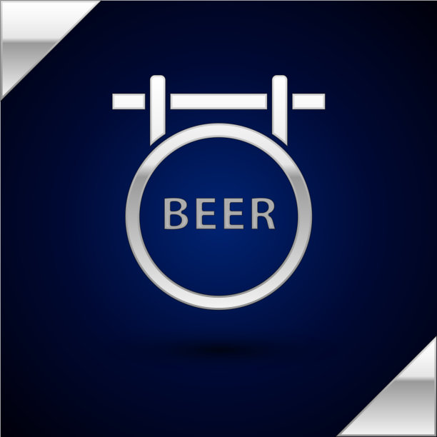 带有啤酒图标的银色招牌图片下载