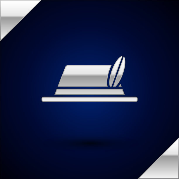 银色啤酒节帽子图标孤立在深蓝色图片下载