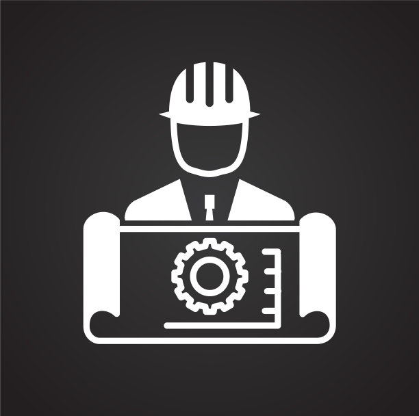 工程师图标在黑色背景的图形和图片下载
