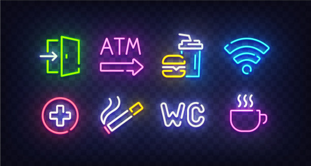 孤立的霓虹灯标识孤立的霓虹灯图标图片下载