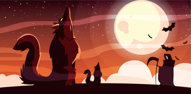 愤怒的狼对着月亮嚎叫图片下载