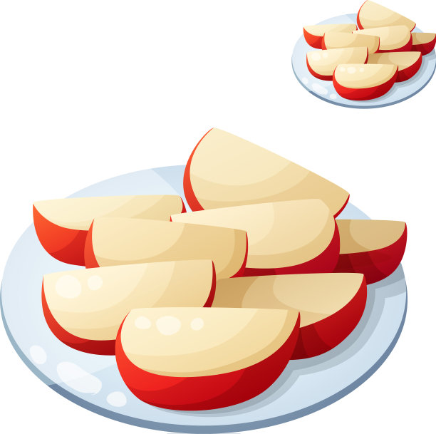 苹果切片详细图标孤立图片下载