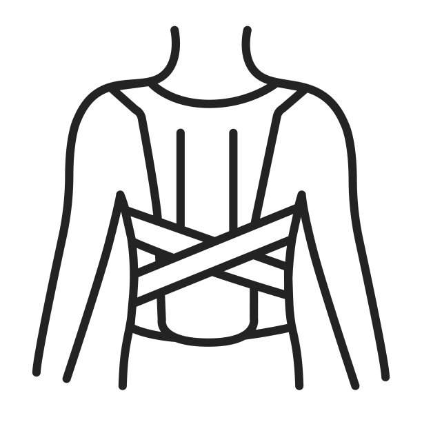 整形胸衣线黑色图标。姿势校正器。孤立的向量元素。图片下载