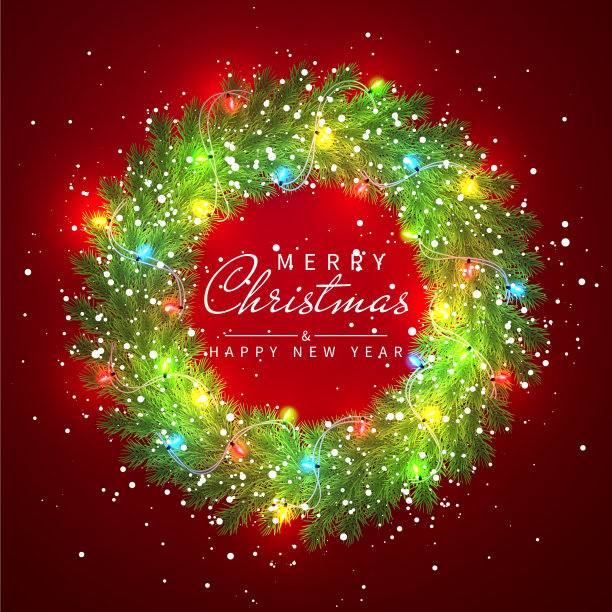 12、新年与圣诞，松树枝头环抱图片下载