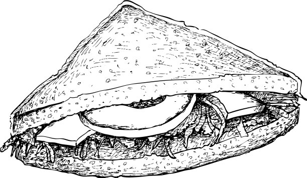 手绘俱乐部三明治或会所三明治图片下载