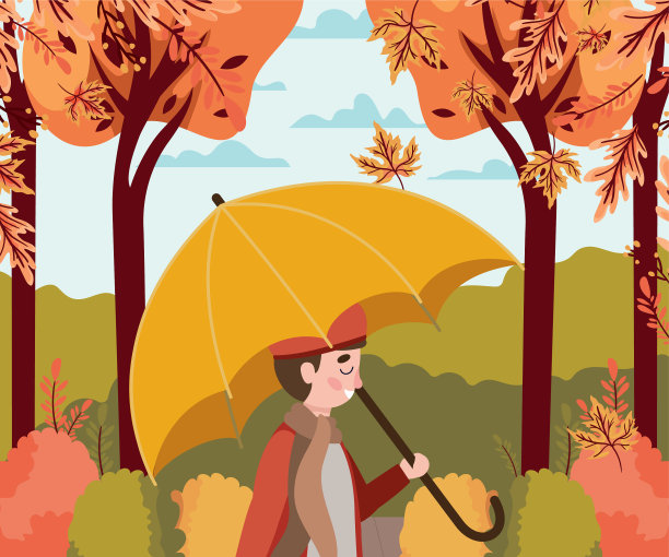 穿着秋装的小男孩在田野里图片下载