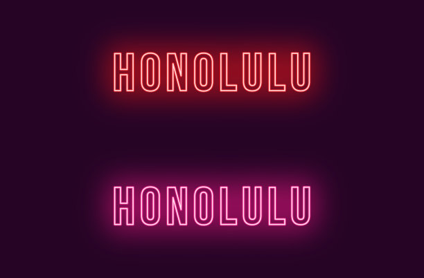 夏威夷火奴鲁鲁市的霓虹灯名称图片下载