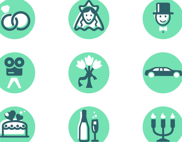 设置婚礼图标与钻石结婚戒指的女人图片下载