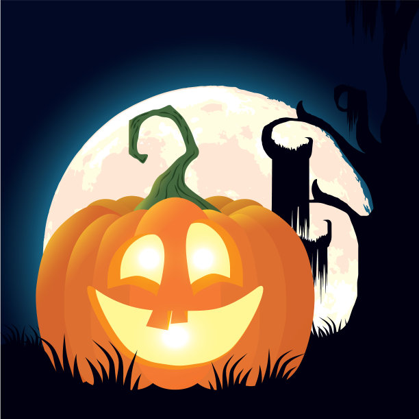 万圣节的夜景与南瓜图片下载