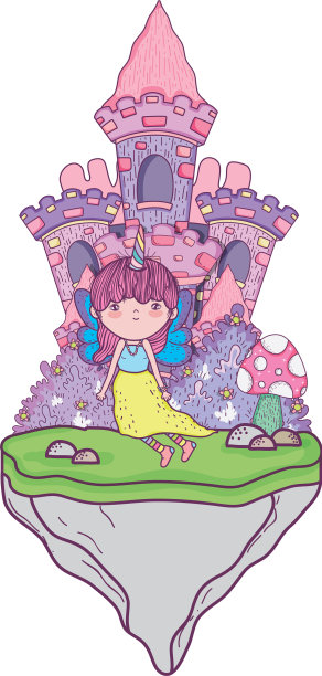 可爱的小仙女带着城堡在风景里图片下载
