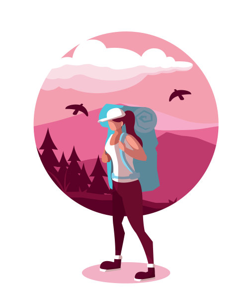 风景优美，有高山和旅行者图片下载