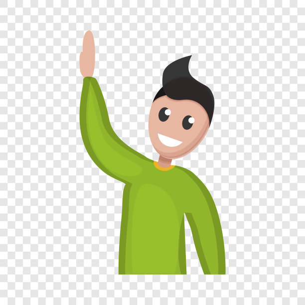 男孩举手图标卡通风格图片下载
