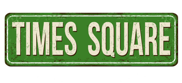 时代广场陈旧生锈的金属标志图片下载