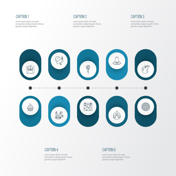 感恩节图标线样式设置与礼物纸图片下载