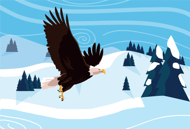 秃鹰伴鸟飞翔伴山水图片下载