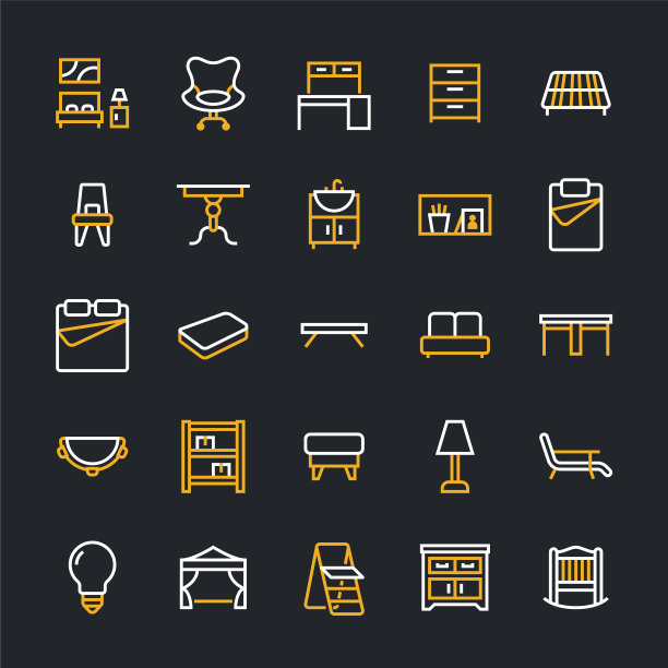 家具平面线条图标客厅图片下载