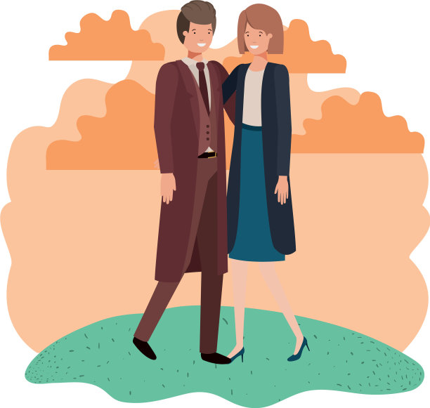 年轻夫妇与景观头像业务图片下载