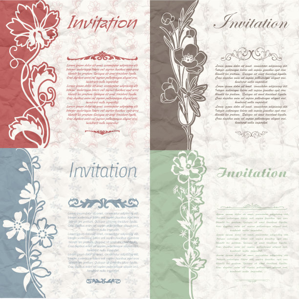 一套复古背景的邀请与图片下载