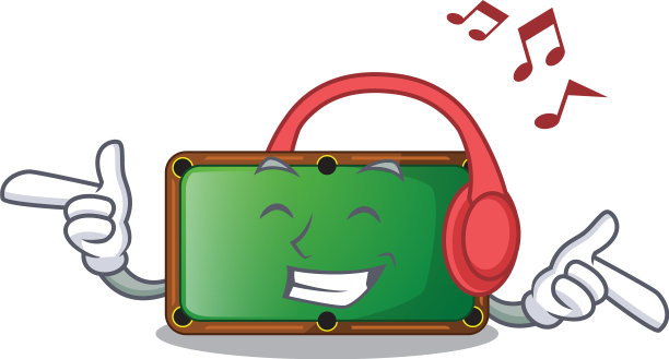 在台球桌听音乐的吉祥物图片下载