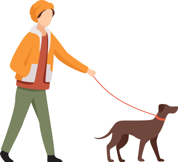 年轻人遛狗在秋天休闲图片下载