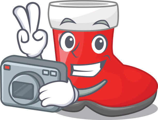 摄影师圣诞靴在人物架子上图片下载