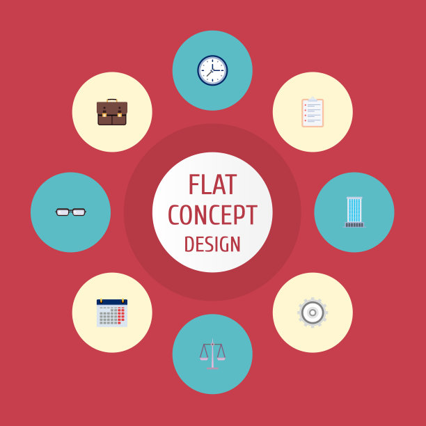 一套贸易图标平风格符号与齿轮图片下载