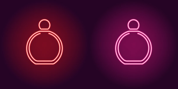 霓虹灯香水瓶发光的图标标志图片下载