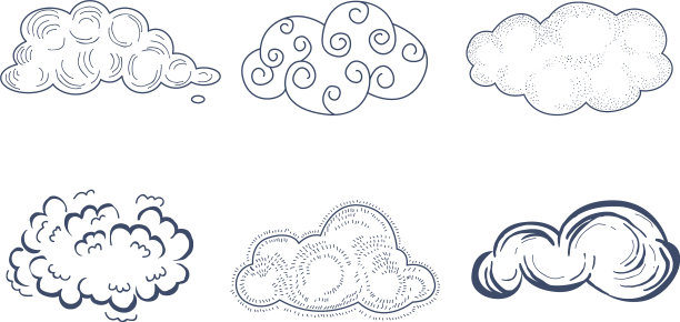 一组不同形状的漫画云图片下载