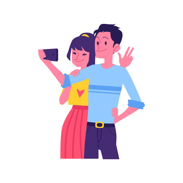 平淡幸福的情侣自拍手机屏幕图片下载