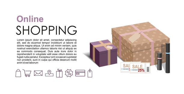 网上购物与礼品盒的概念图片下载