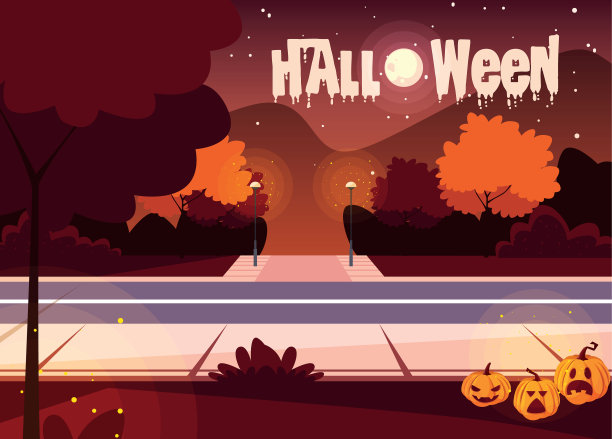 海报万圣节与景观场景图片下载