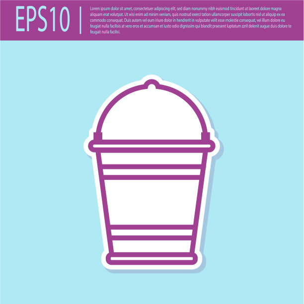 复古紫色桶图标孤立在绿松石图片下载