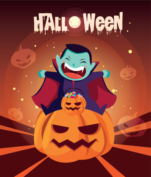 海报万圣节与男孩伪装的吸血鬼图片下载