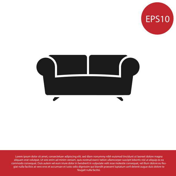 黑色沙发图标孤立在白色背景上图片下载