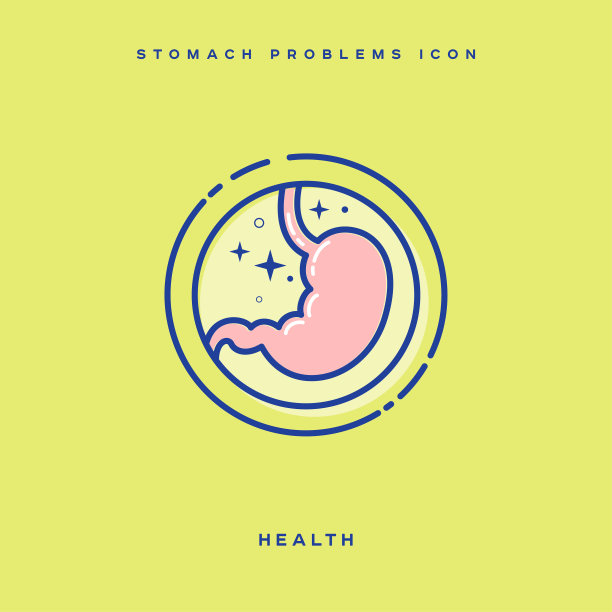 胃健康图标快乐胃线性图标图片下载