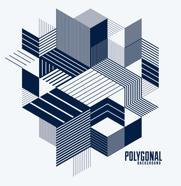 线设计三维立方体和三角形抽象图片下载