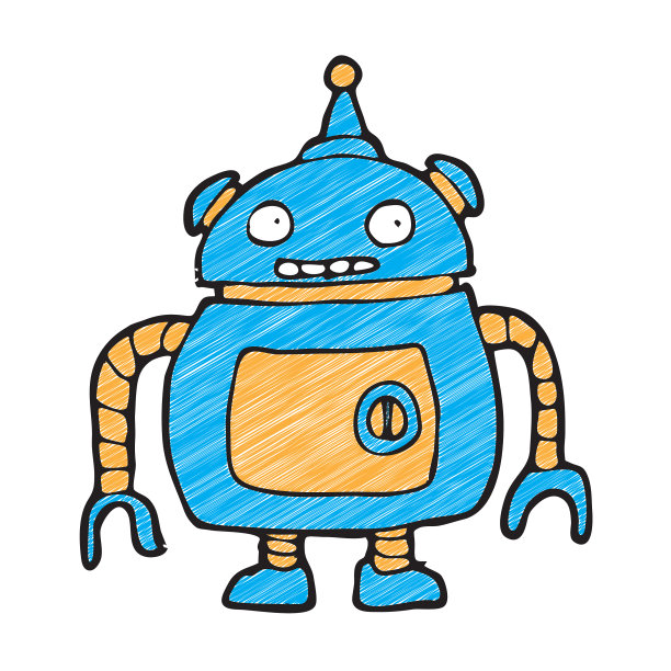 数字绘制机器人设计手绘纹理图片下载