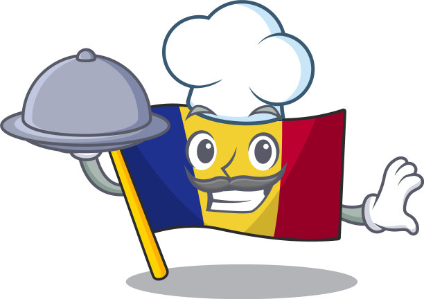 厨师用食物罗马尼亚卡通旗折叠图片下载