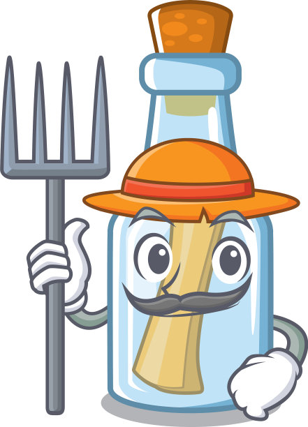 农夫讯息在瓶中孤立与卡通图片下载