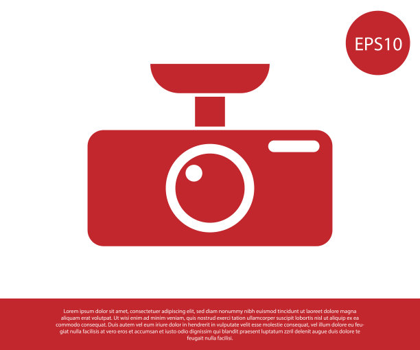 红色汽车DVR图标孤立在白色背景的汽车图片下载