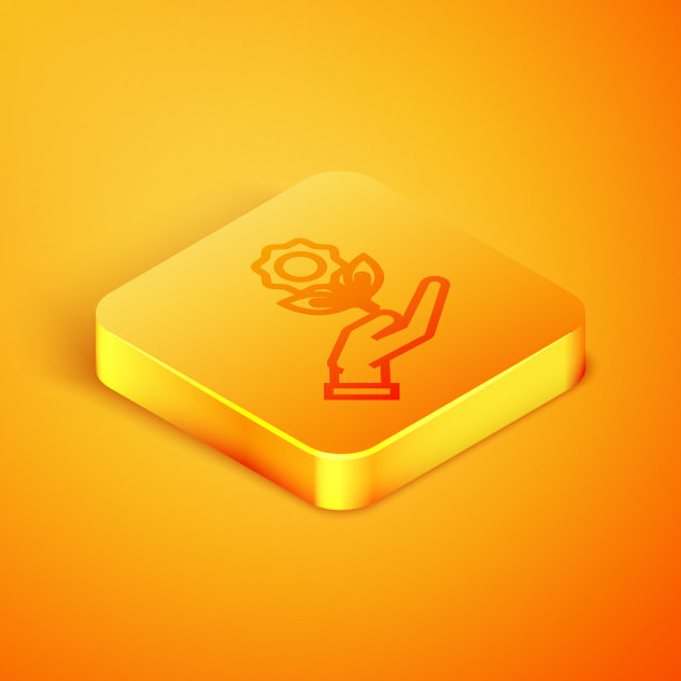 等距线手握花孤立图标图片下载