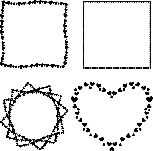 一套黑色的心相框为情人节图片下载